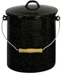 Kr&uuml;ger M10G Email-Eimer mit Deckel, 10 l, gesprenkelt, schwarz