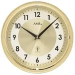 AMS. Wanduhr 5946, Funkwerk, Gold, aus Kunststoff und Aluminium, 30 cm