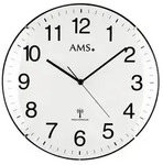 AMS 5960 Funk-Wanduhr, gew&ouml;lbtes Kunststoffgeh&auml;use, Wei&szlig;
