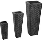 vidaXL Garten-Hochbeet 3-tlg. Poly Rattan Schwarz