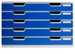 Exacompta Schubladenbox MODULO A3, 5 geschlossene Laden - Blau - 322003D