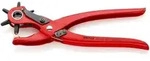 Revolverlochzange Gesamt-L.220mm &Ouml;ffnungsf.2/2,5/3/3,5/4 u.5mm rot pulv.KNIPEX