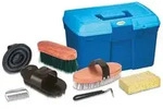 Kerbl Putzbox f&uuml;r Pferde mit 7 Pflegeutensilien Blau 321775
