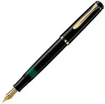 Pelikan M200, Schwarz, Gold, Kartuschenf&uuml;llsystem, Harz, Rundspitze, Gold,