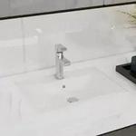 vidaXL Keramik Waschbecken mit Hahn-/&Uuml;berlaufloch Wei&szlig; Rechteckig
