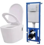vidaXL H&auml;nge-Toilette mit Einbau-Sp&uuml;lkasten Keramik Wei&szlig;