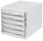 helit Schubladenbox transparent DIN A4 mit 5 Schubladen (H6129902)