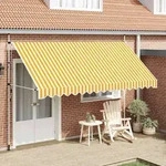 vidaXL Einziehbare Markise Handbetrieben 400 cm Orange/Wei&szlig; Gestreift