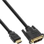 InLine&reg; HDMI-DVI Kabel, schwarz / gold, HDMI Stecker auf DVI 18+1 Stecker, 5m Kabel