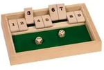 goki HS075 Shut the box W&uuml;rfelspiel, 25,5 x 17,5 x 3,2 cm, Holz, 2 W&uuml;rfel, natur