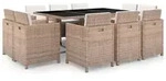 vidaXL 11-tlg. Garten-Essgruppe mit Auflagen Poly Rattan Beige