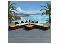 vidaXL 8-tlg. Garten-Lounge-Set mit Auflagen Poly Rattan Schwarz