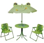 vidaXL 3-tlg. Garten-Bistro-Set f&uuml;r Kinder mit Sonnenschirm Gr&uuml;n