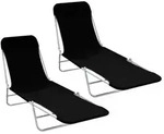 vidaXL Klappliegen 2 Stk. Stahl und Stoff Schwarz
