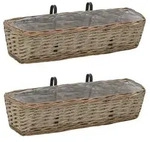 vidaXL Balkon-Blument&ouml;pfe 2 Stk. Weide mit PE-Auskleidung 60 cm