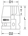 KS Tools 515.1896 1" Sechskant-Kraft-Stecknuss, kurz, 1.13/16''