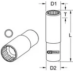 KS Tools 918.1734 1/2" CHROMEplus 12-kant-Stecknuss, lang, 34mm