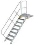 Treppe mit Plattform 45&deg; Stufenbreite 600 mm 8 Stufen Aluminium geriffelt
