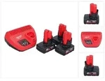 Milwaukee M12 NRG-603 Starter Set 3x 12 V 6,0 Ah ( 4933459208 ) Li-Ion Akku + C12 C