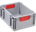 Transportstapelbeh&auml;lter L400xB300xH170mm grau PP geschlossener Griff rot