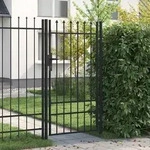 vidaXL Zauntor Einzelfl&uuml;gel mit Speerspitzen Stahl 1 x 1,75 m Schwarz