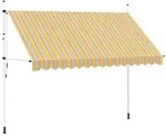 vidaXL Einziehbare Markise Handbetrieben 350 cm Gelb/Blau Gestreift