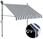 vidaXL Einziehbare Markise Handbetrieben mit LED 150 cm Blau und Wei&szlig;