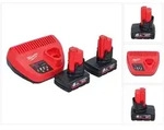 Milwaukee M12 NRG-602 Starter Set 2x 12 V 6,0 Ah ( 4933451903 ) Li-Ion Akku + C12 C