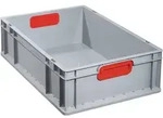 Transportstapelbeh&auml;lter L600xB400xH170mm grau PP geschlossener Griff rot