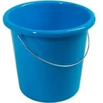 Plastikeimer rund 10 Liter blau mit Metallb&uuml;gel und Skala blau