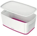Aufbewahrungsbox myBox klein A5 mit Deckel wei&szlig;/pink