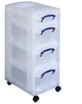 Aufbewahrungsbox 1x 4,0 l + 3x 9,0 l - 30,0 x 42,0 x 73,0 cm transparent
