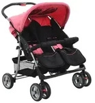 vidaXL Zwillingskinderwagen Rosa und Schwarz Stahl