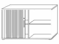 Rollladenschrank H748xB1200xT400mm Nussbaum/silber Rolllade silber