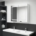 vidaXL LED-Spiegelschrank f&uuml;rs Bad Gl&auml;nzend Wei&szlig; 80x12x68 cm