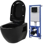vidaXL H&auml;nge-Toilette mit Unterputzsp&uuml;lkasten Keramik Schwarz
