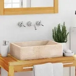 vidaXL Waschbecken 45x30x12 cm Marmor Hochglanz-Creme