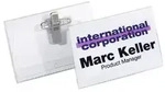Durable Namensschild - f&uuml;r 40 x 75 mm - Clip, Nadel - durchsichtig (Packung mit 50)