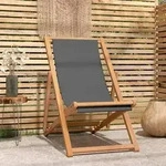 vidaXL Strandstuhl Klappbar Massivholz Teak Grau