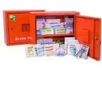 "Erste-Hilfe-Schrank - 490 x 420 x 200 mm - orange - "JUNIORSAFE" Norm - gef&uuml;llt DIN
