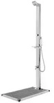 vidaXL Gartendusche mit Grauer Bodenplatte 225 cm Edelstahl