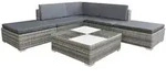 vidaXL 6-tlg. Garten-Lounge-Set mit Auflagen Poly Rattan Grau