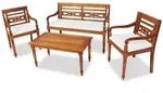 vidaXL 4-tlg. Garten-Lounge-Set mit Auflagen Massivholz Teak
