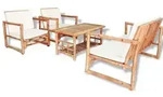 vidaXL 4-tlg. Garten-Lounge-Set mit Auflagen Bambus