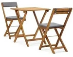 vidaXL 3-tlg. Bistro-Set Klappbar mit Auflagen Massivholz Akazie