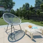 vidaXL Schaukelstuhl Mondstuhl Grau Poly-Rattan