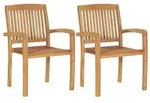 vidaXL Garten-Essst&uuml;hle 2 Stk. Stapelbar Teak Massivholz