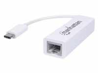 Manhattan USB-C to Gigabit (10/100/1000 Mbps) Network Adapter, White, Equivalent to