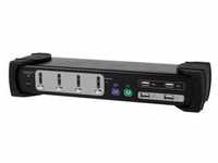 Equip KVM Switch 4x USB/PS2 Dual Monitor schwarz mit Audio