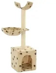 vidaXL Katzen-Kratzbaum mit Sisal-S&auml;ulen 105 cm Beige Pfoten-Aufdruck